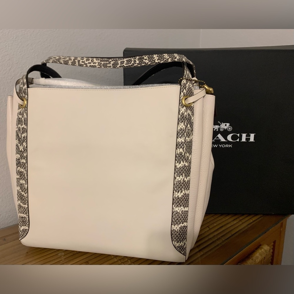 Coach Harmony Hobo 33 Chalk Leather Snake Trim New w/ Tags in Gift Box